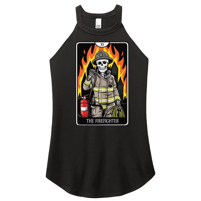 Firefighter Crew Tarot Card Player Funny Halloween Skeleton Women’s Perfect Tri Rocker Tank