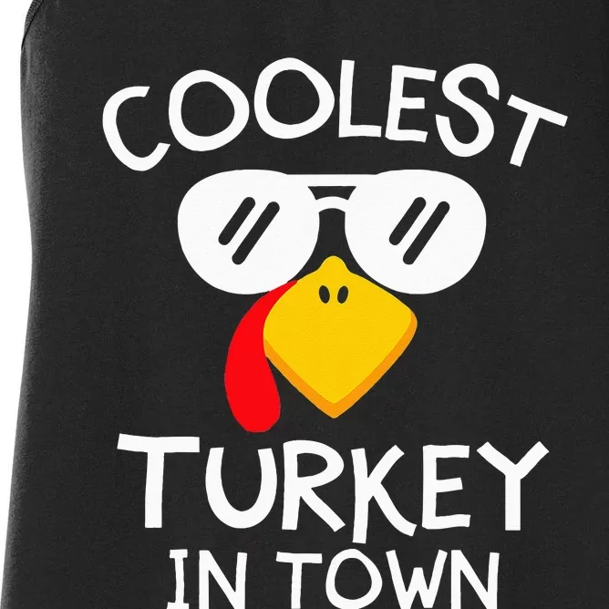 Funny Coolest Turkey in Town Cute Thanksgiving Women's Racerback Tank