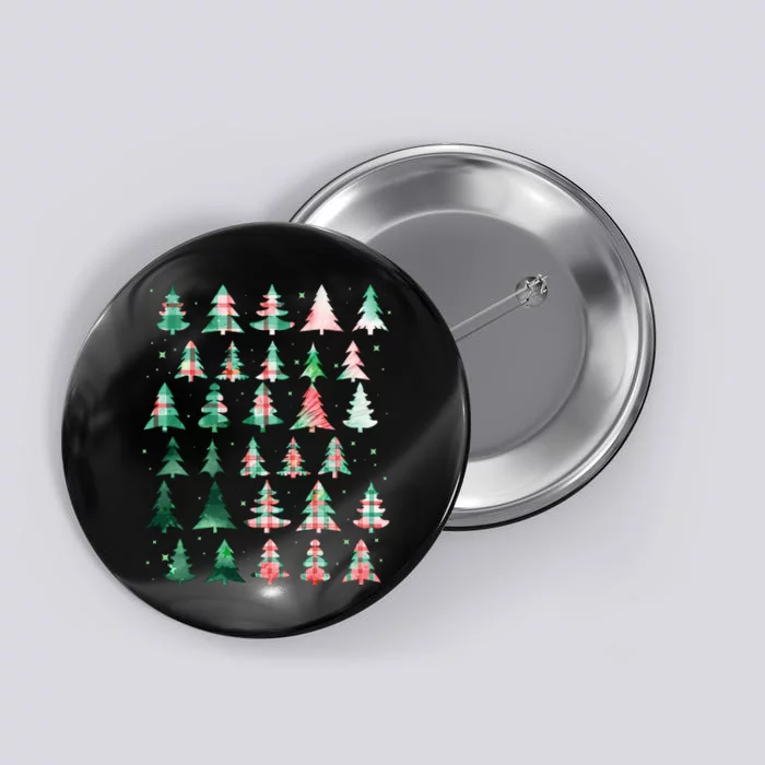 Festive Christmas Trees Patterns Mash Up Button