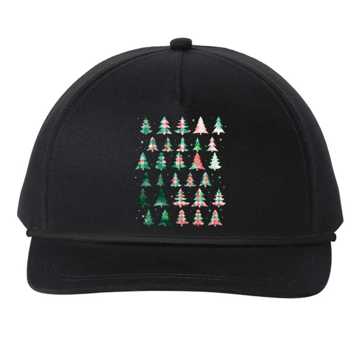 Festive Christmas Trees Patterns Mash Up Snapback Five-Panel Rope Hat