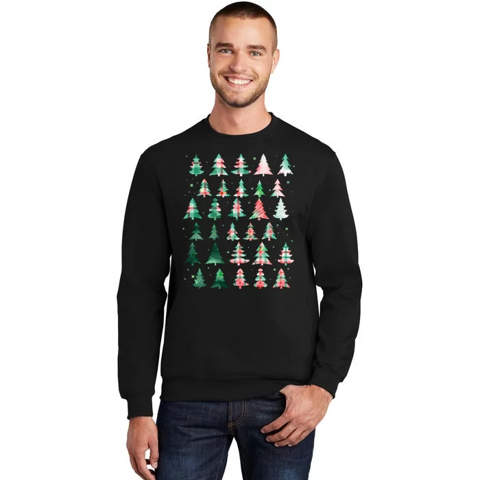 Festive Christmas Trees Patterns Mash Up Tall Sweatshirt