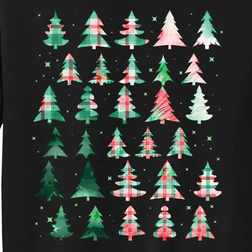 Festive Christmas Trees Patterns Mash Up Tall Sweatshirt