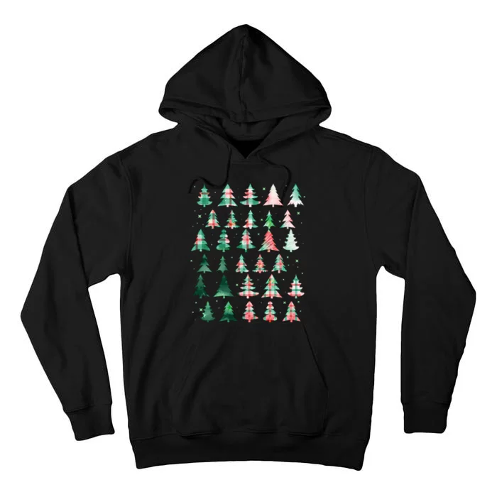 Festive Christmas Trees Patterns Mash Up Tall Hoodie