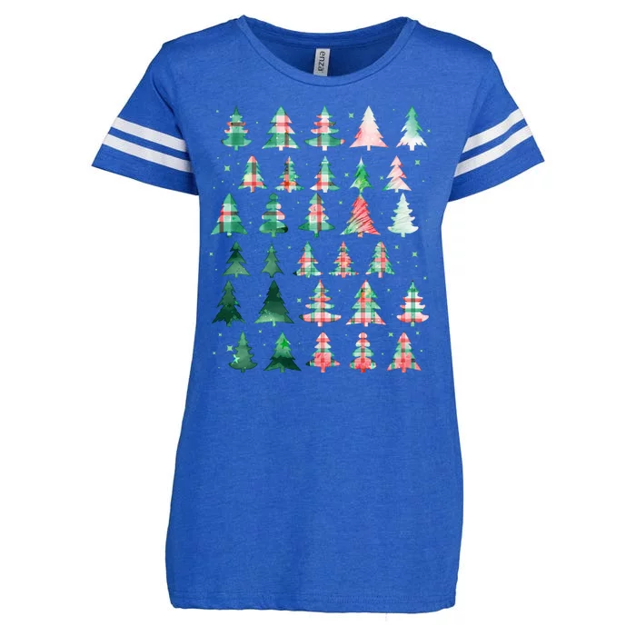 Festive Christmas Trees Patterns Mash Up Enza Ladies Jersey Football T-Shirt