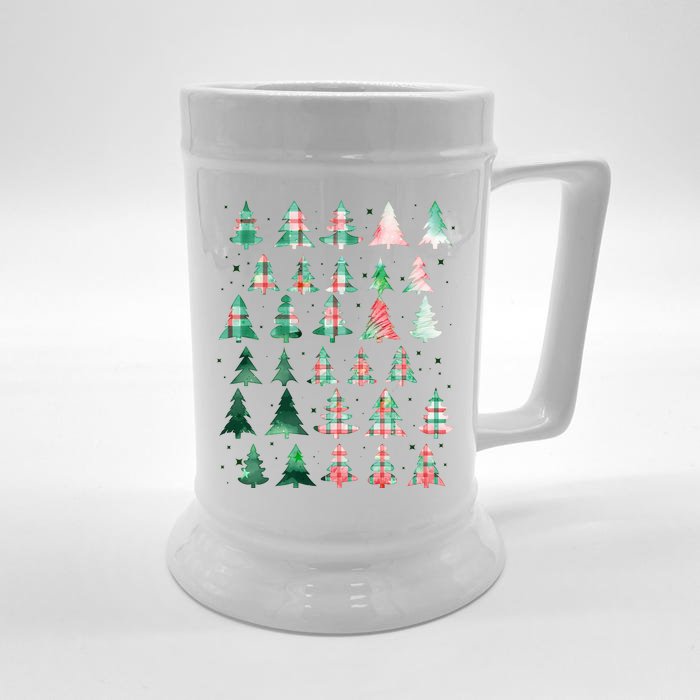 Festive Christmas Trees Patterns Mash Up Front & Back Beer Stein