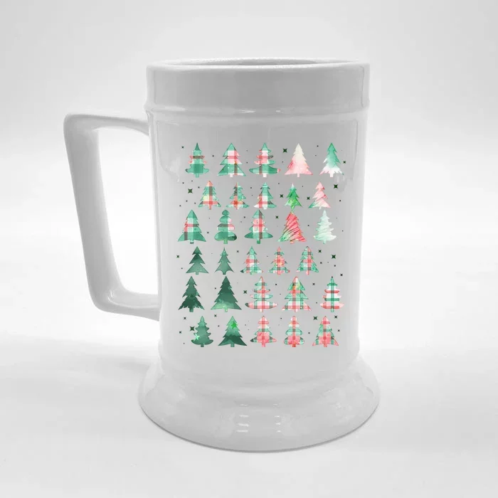 Festive Christmas Trees Patterns Mash Up Front & Back Beer Stein