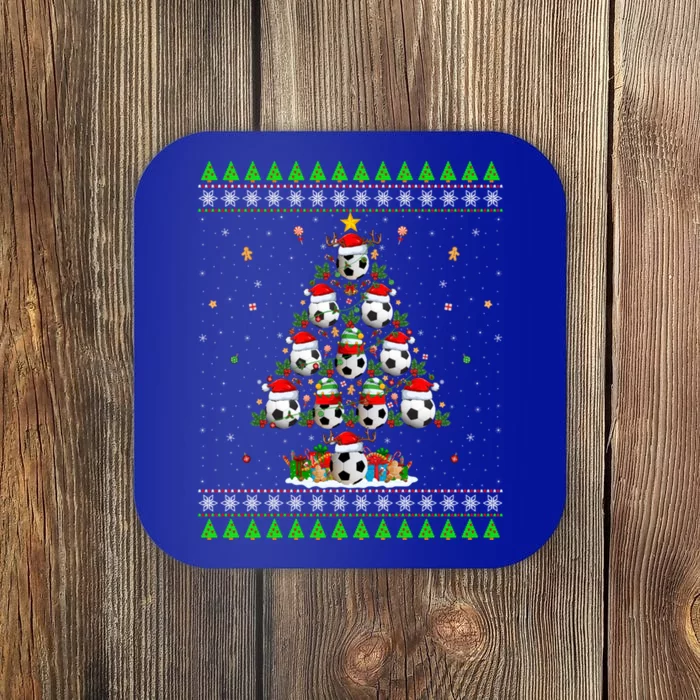 Football Christmas Tree Ugly Sweater Santa Football Xmas Gift Coaster