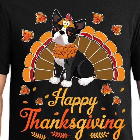 Funny Cute Turkey Boston Terrier Dog Happy Halloween Thanksgiving Pajama Set