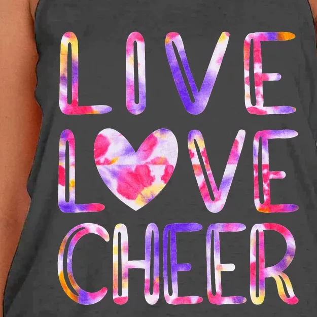 Funny Cheerleading Tie Dye Cheer Love Cheer Mom Women's Knotted Racerback Tank