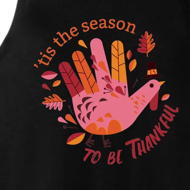 Funny Cute Thankful Season Turkey Ladies Tri-Blend Wicking Tank