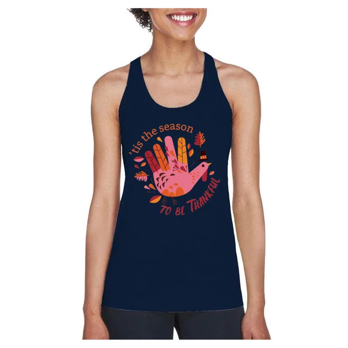 Funny Cute Thankful Season Turkey Women's Racerback Tank