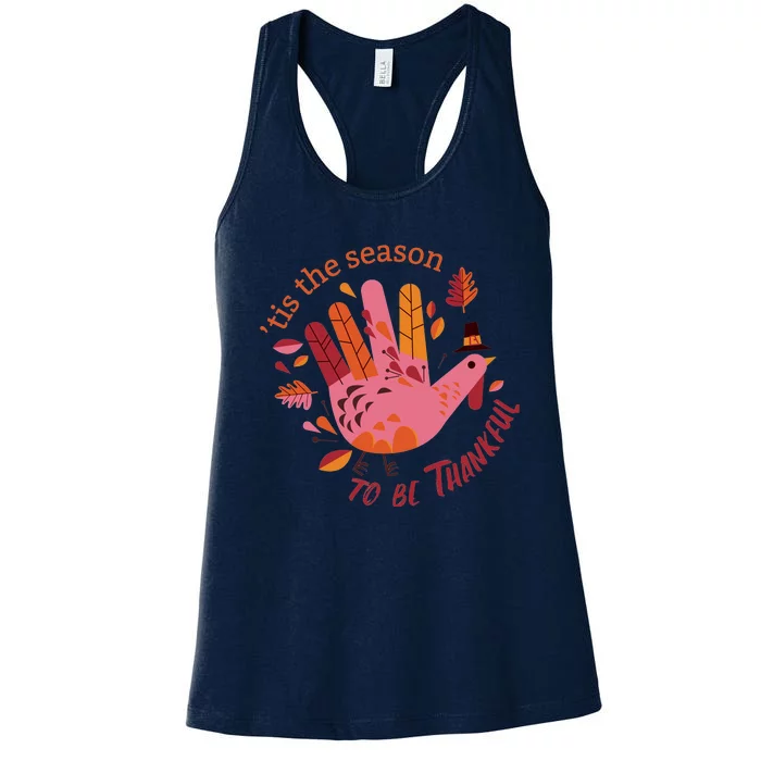 Funny Cute Thankful Season Turkey Women's Racerback Tank