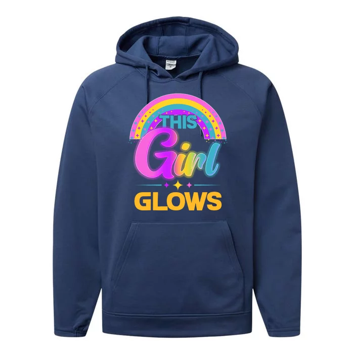 Funny Cute This Girl Glows Performance Fleece Hoodie