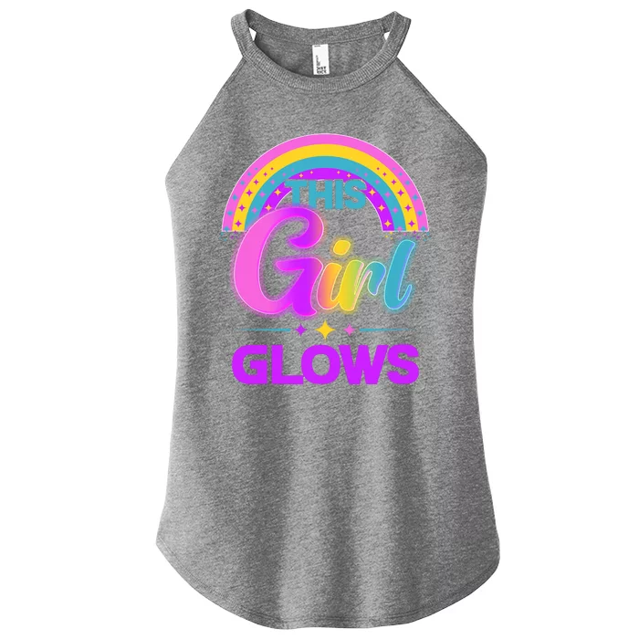 Funny Cute This Girl Glows Women’s Perfect Tri Rocker Tank