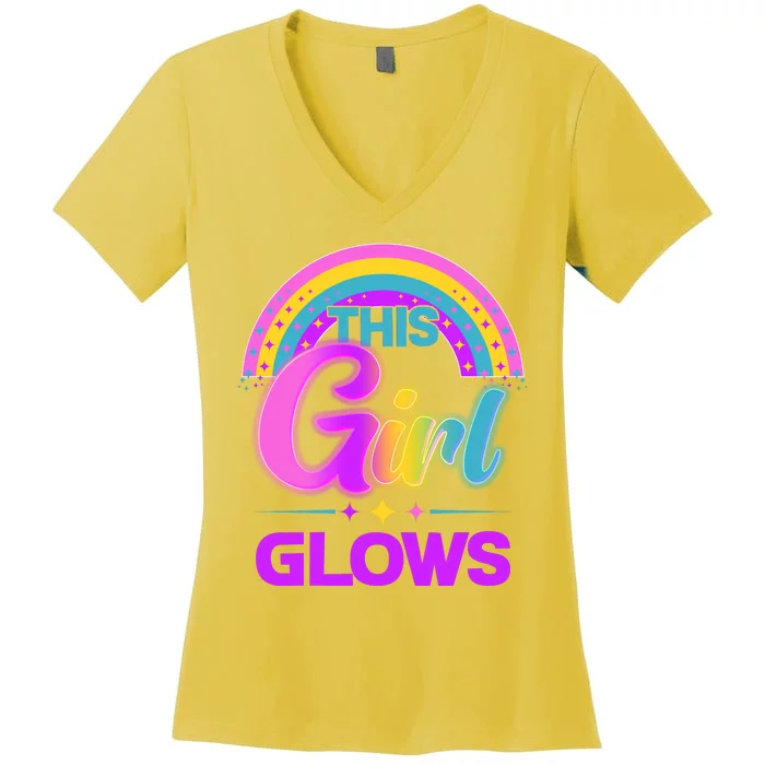 Funny Cute This Girl Glows Women's V-Neck T-Shirt