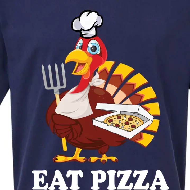 Funny Cute Turkey Eat Pizza Thanksgiving Turkey Day Costume Gift Sueded Cloud Jersey T-Shirt