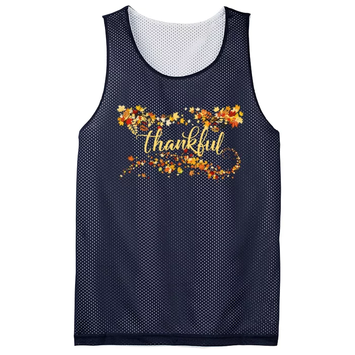 Funny Cute Thankful Thanksgiving Fall Autumn Leaves Mesh Reversible Basketball Jersey Tank