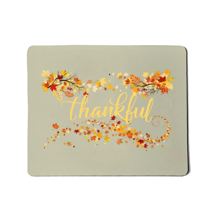 Funny Cute Thankful Thanksgiving Fall Autumn Leaves Mousepad