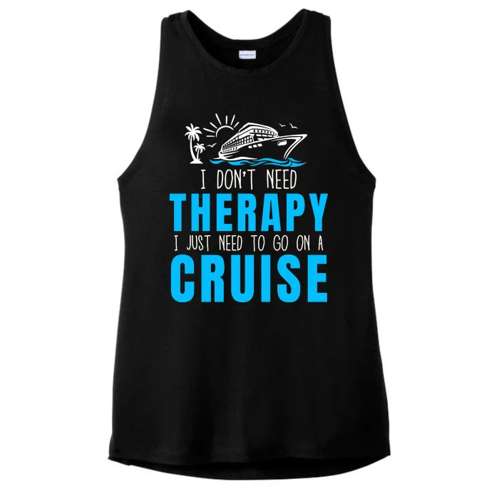 Funny Cruise Therapy Cruise Squad Family Cruise Vacation Cruise Ship Cruising Ladies Tri-Blend Wicking Tank