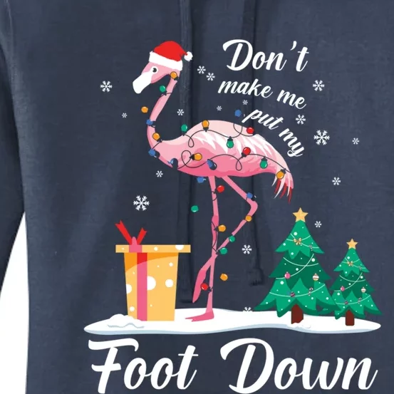 Flamingo Christmas Tree Santa Hat Xmas Light Merry Christmas Gift Women's Pullover Hoodie