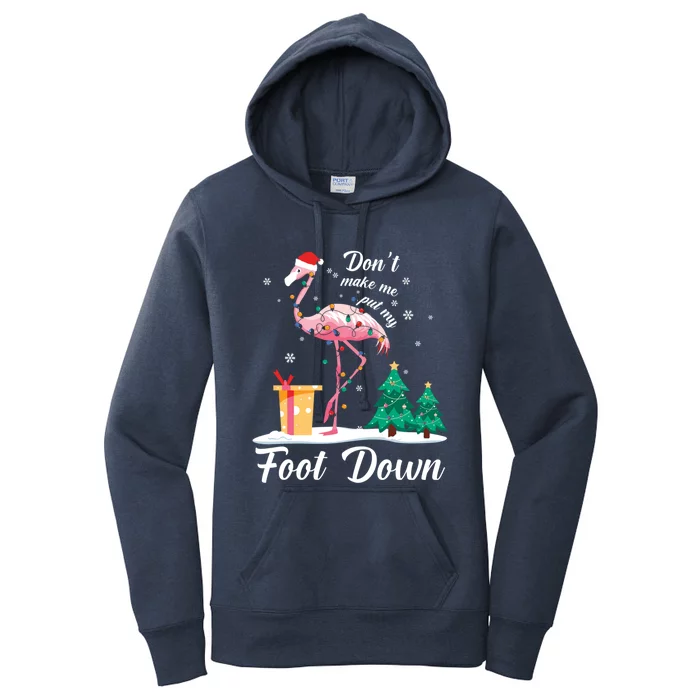 Flamingo Christmas Tree Santa Hat Xmas Light Merry Christmas Gift Women's Pullover Hoodie