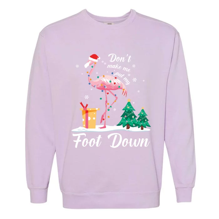 Flamingo Christmas Tree Santa Hat Xmas Light Merry Christmas Gift Garment-Dyed Sweatshirt