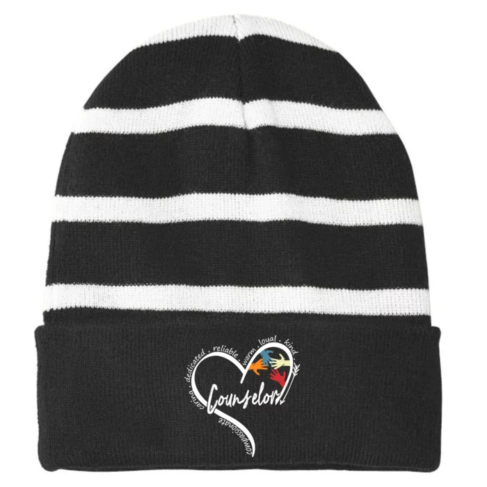 Funny Counselor Tops Back To School Striped Beanie with Solid Band