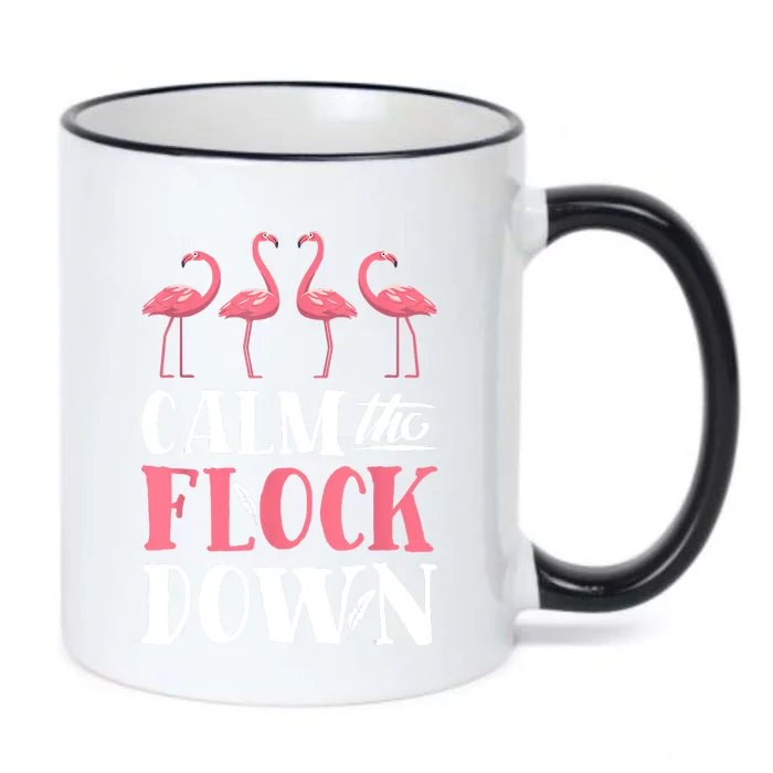 Flamingo Calm The Flock Down Funny Pink Bird Lovers Summer Black Color Changing Mug