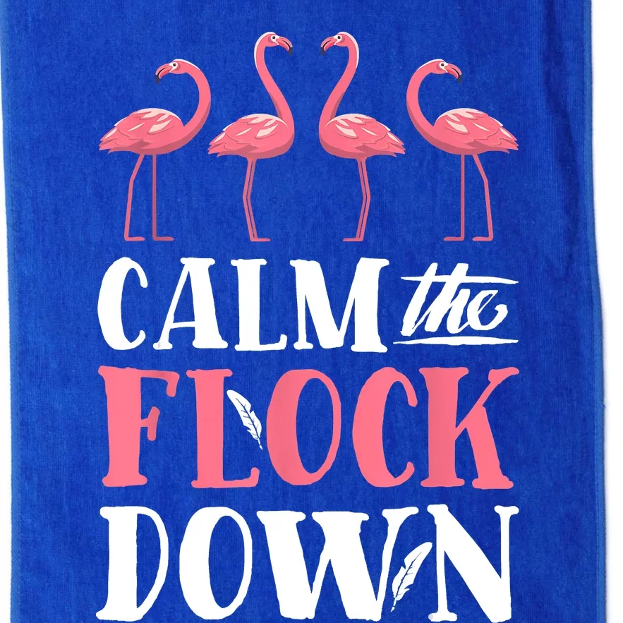 Flamingo Calm The Flock Down Funny Pink Bird Lovers Summer Platinum Collection Golf Towel