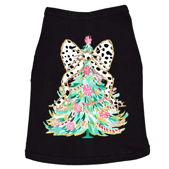 Floral Christmas Tree Leopard Coquette Bow Christmas Tree Sweat Doggie Tank