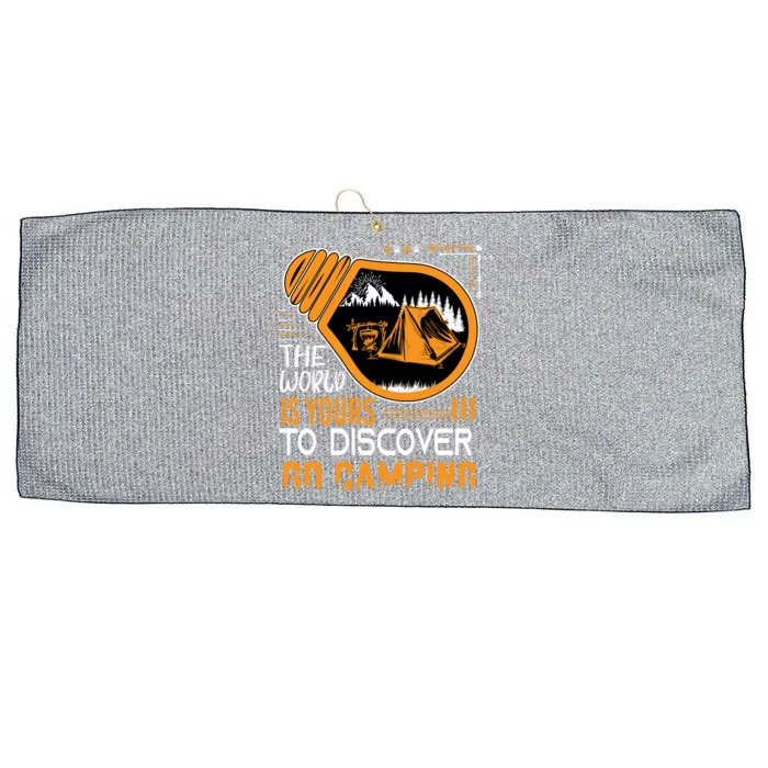 Funny Camp The World Is Yours To Discover Go Camping Gift Large Microfiber Waffle Golf Towel