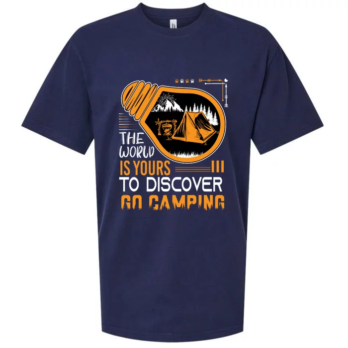 Funny Camp The World Is Yours To Discover Go Camping Gift Sueded Cloud Jersey T-Shirt