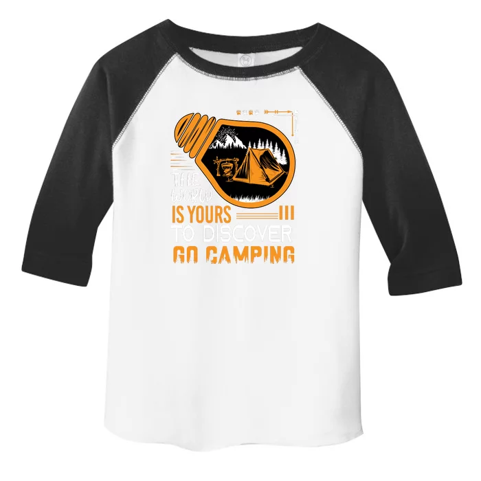 Funny Camp The World Is Yours To Discover Go Camping Gift Toddler Fine Jersey T-Shirt