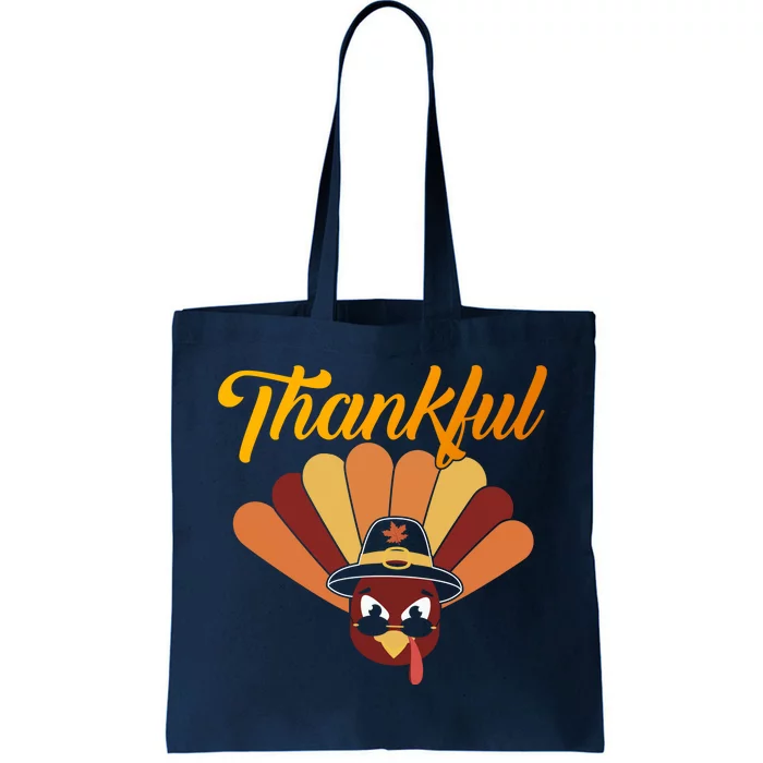 Funny Cute Thankful Turkey Faces, Thankful Pumpkin Pie Thanksgiving Tote Bag