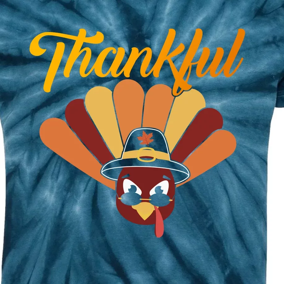 Funny Cute Thankful Turkey Faces, Thankful Pumpkin Pie Thanksgiving Kids Tie-Dye T-Shirt