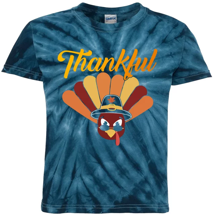 Funny Cute Thankful Turkey Faces, Thankful Pumpkin Pie Thanksgiving Kids Tie-Dye T-Shirt