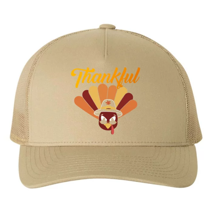 Funny Cute Thankful Turkey Faces, Thankful Pumpkin Pie Thanksgiving Yupoong Adult 5-Panel Trucker Hat