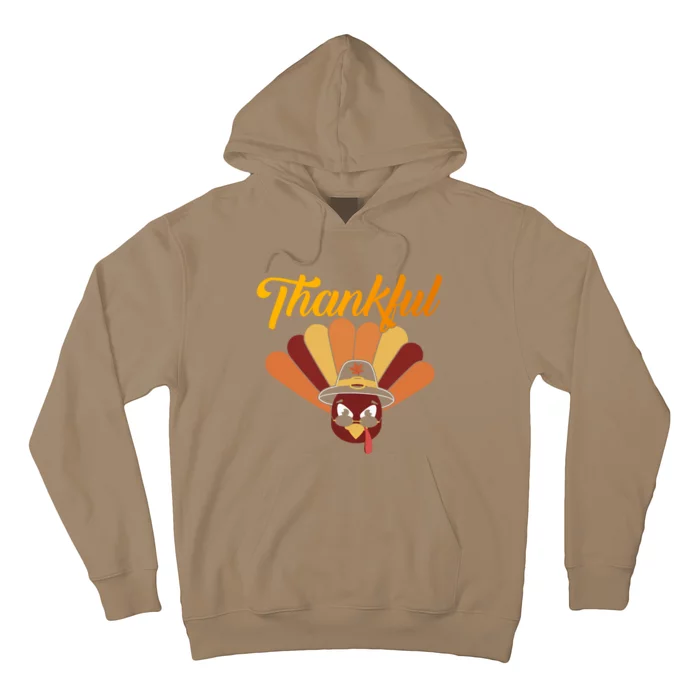 Funny Cute Thankful Turkey Faces, Thankful Pumpkin Pie Thanksgiving Hoodie