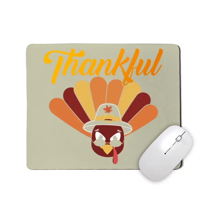 Funny Cute Thankful Turkey Faces, Thankful Pumpkin Pie Thanksgiving Mousepad