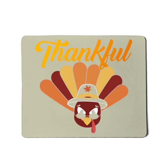 Funny Cute Thankful Turkey Faces, Thankful Pumpkin Pie Thanksgiving Mousepad