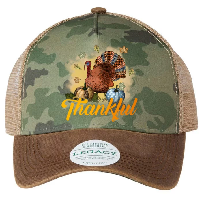 Funny Cute Thankful Turkey Gobble Gobble, Thankful Grateful Blessed Autumn Fall Legacy Tie Dye Trucker Hat