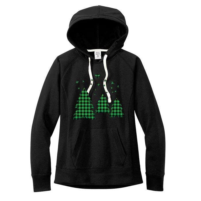 Festive Christmas Trees Pattern Women's Fleece Hoodie