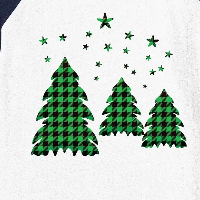 Festive Christmas Trees Pattern Baseball Sleeve Shirt