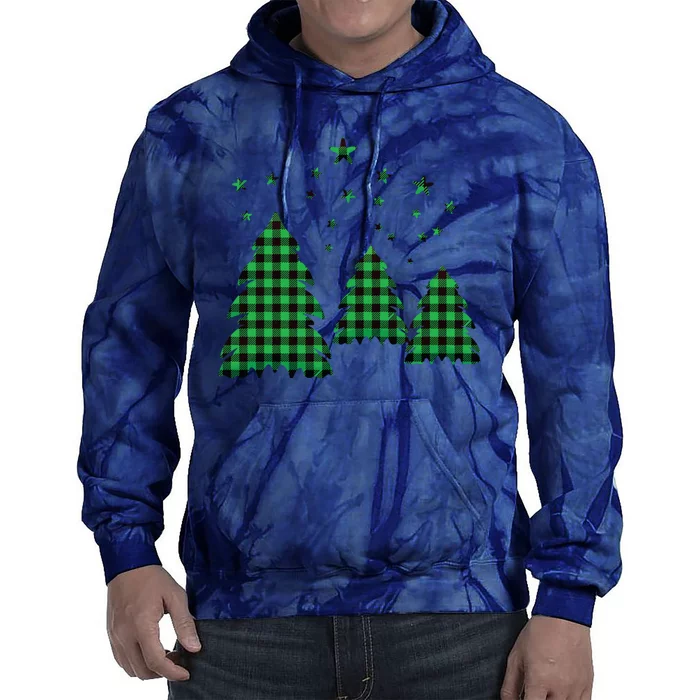 Festive Christmas Trees Pattern Tie Dye Hoodie