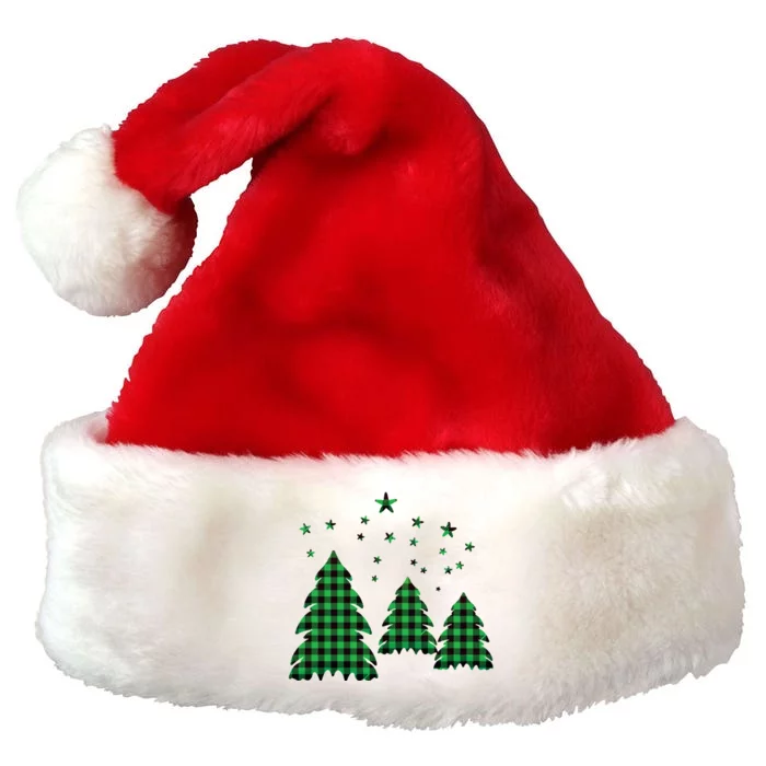 Festive Christmas Trees Pattern Premium Christmas Santa Hat