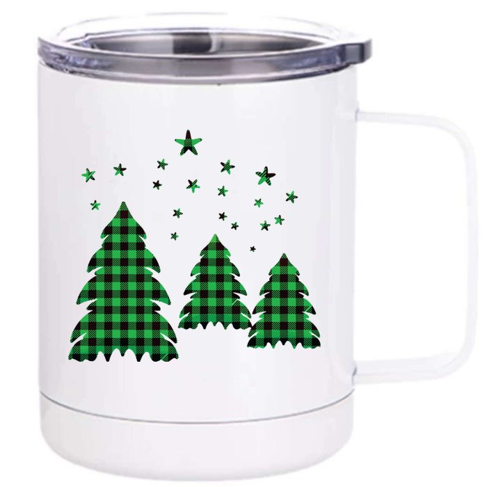 Festive Christmas Trees Pattern Front & Back 12oz Stainless Steel Tumbler Cup