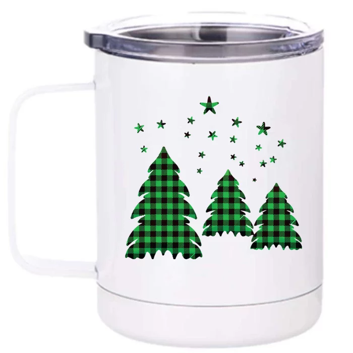 Festive Christmas Trees Pattern Front & Back 12oz Stainless Steel Tumbler Cup