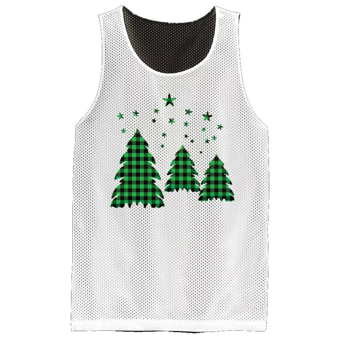 Festive Christmas Trees Pattern Mesh Reversible Basketball Jersey Tank