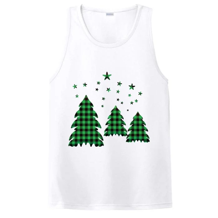 Festive Christmas Trees Pattern Performance Tank