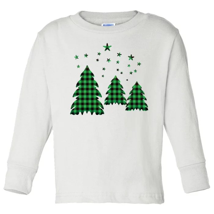 Festive Christmas Trees Pattern Toddler Long Sleeve Shirt